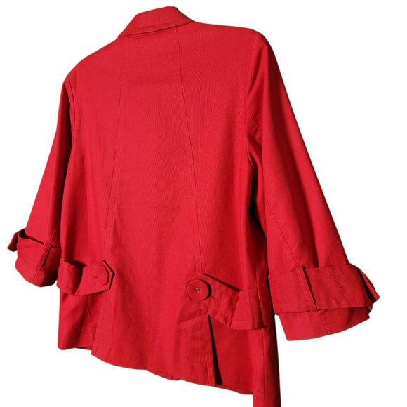 Coldwater Creek Womens Red Big Buttons 3/4 Sleeves Work Blazer Jacket Size 8 - Picture 5 of 10